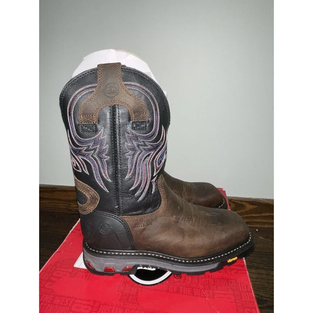 New Justin Commander X5 Boots Steel Toe WK2104 Tobacco Men's Shoe Size 9.5 D